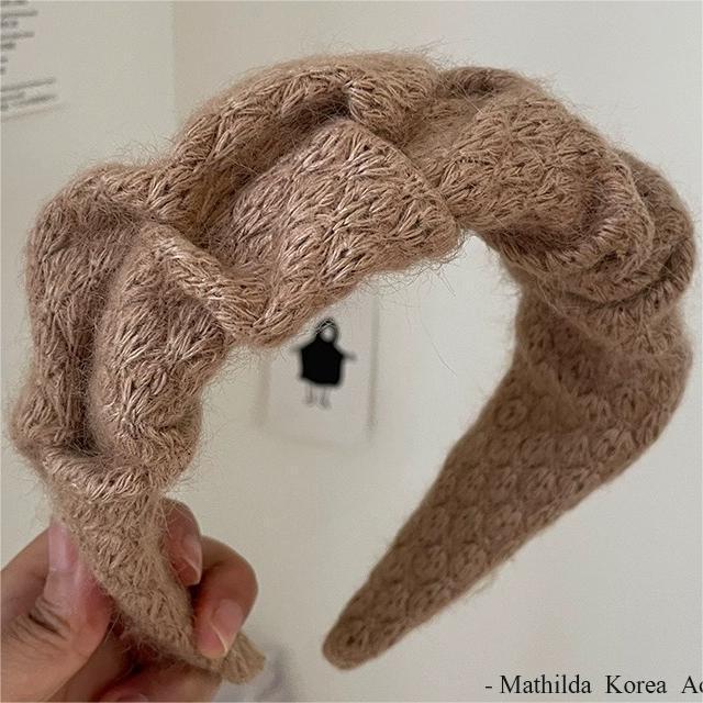 气质港风！秋季高颅顶克莱因蓝女式毛绒毛线发箍法式发饰发带头箍详情9