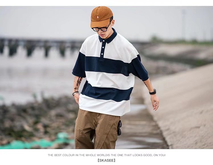 ins fashion brand loose casual short-sleeved polo shirt pic 9