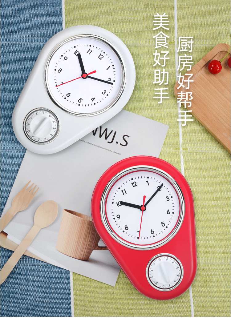 In-stock timer wall clock for kitchen use, silent, precise, simple, creative, easy to operate, household quartz clock retail pic 1