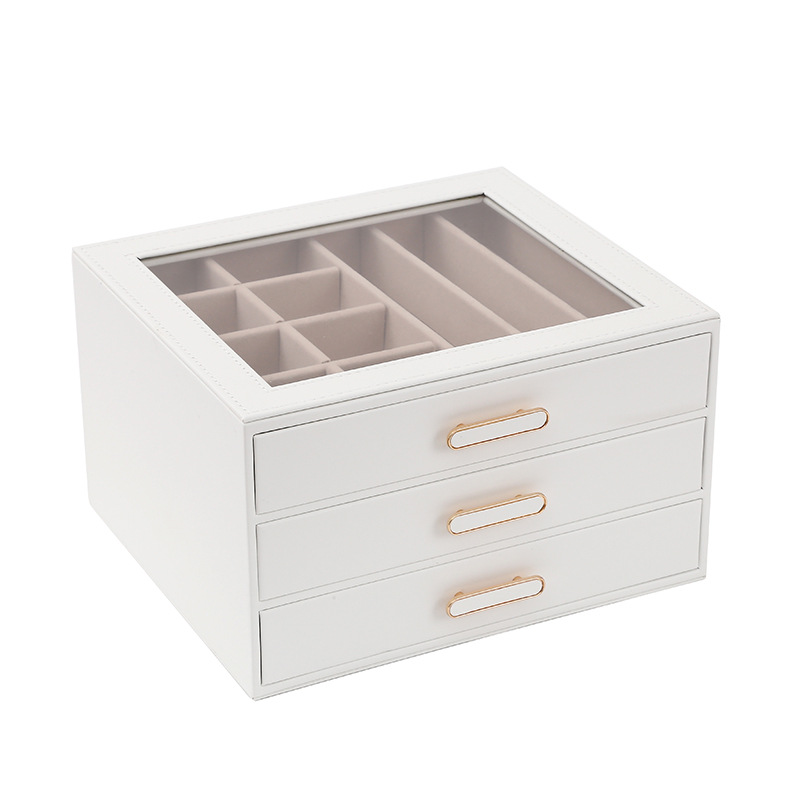 Ins-style multi-layer exquisite jewelry box, ring storage box, waterproof and scratch-resistant, large-capacity three-layer jewelry rack, daily necessities storage box pic 7