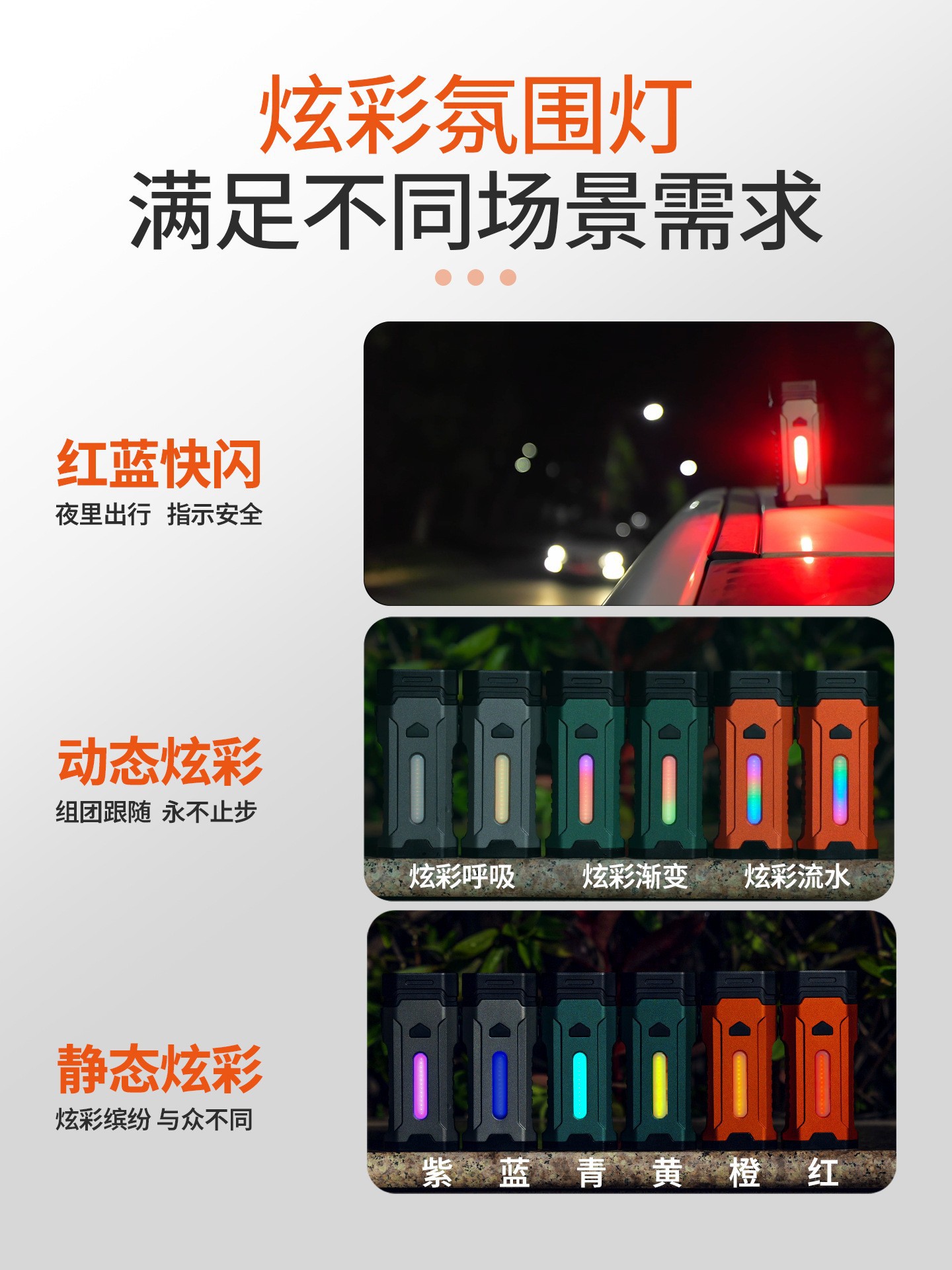 Pailide EDC aluminum alloy multi-functional high-intensity flashlight, RGB colorful outdoor keychain light, warning magnetic work light, high and low beam integrated mountain and camping light pic 23