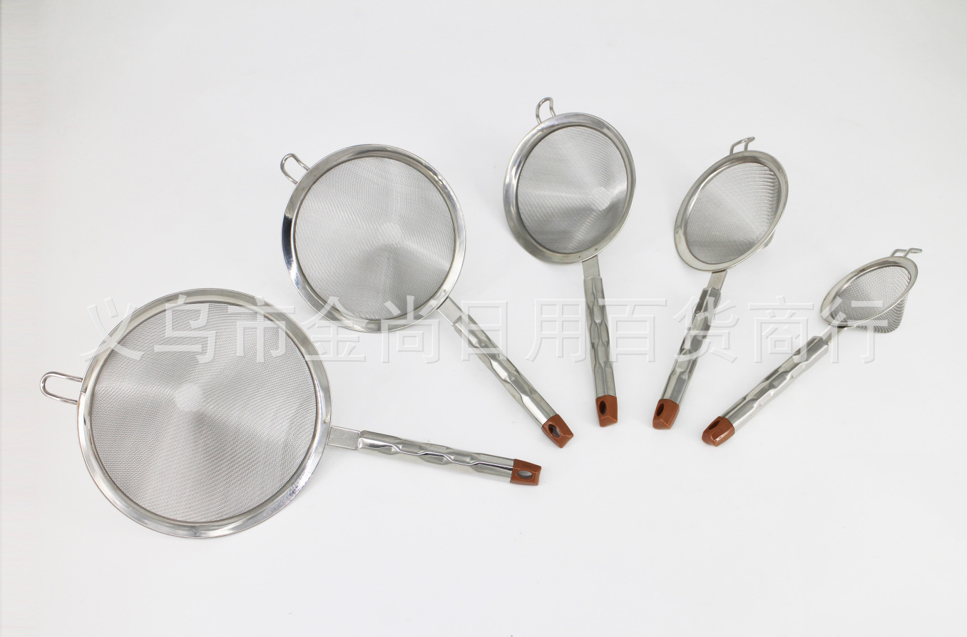 Household water cube steel handle conical deep mesh drain 304 stainless steel oil grid plate, fried chicken and French fries oil filter pic 1