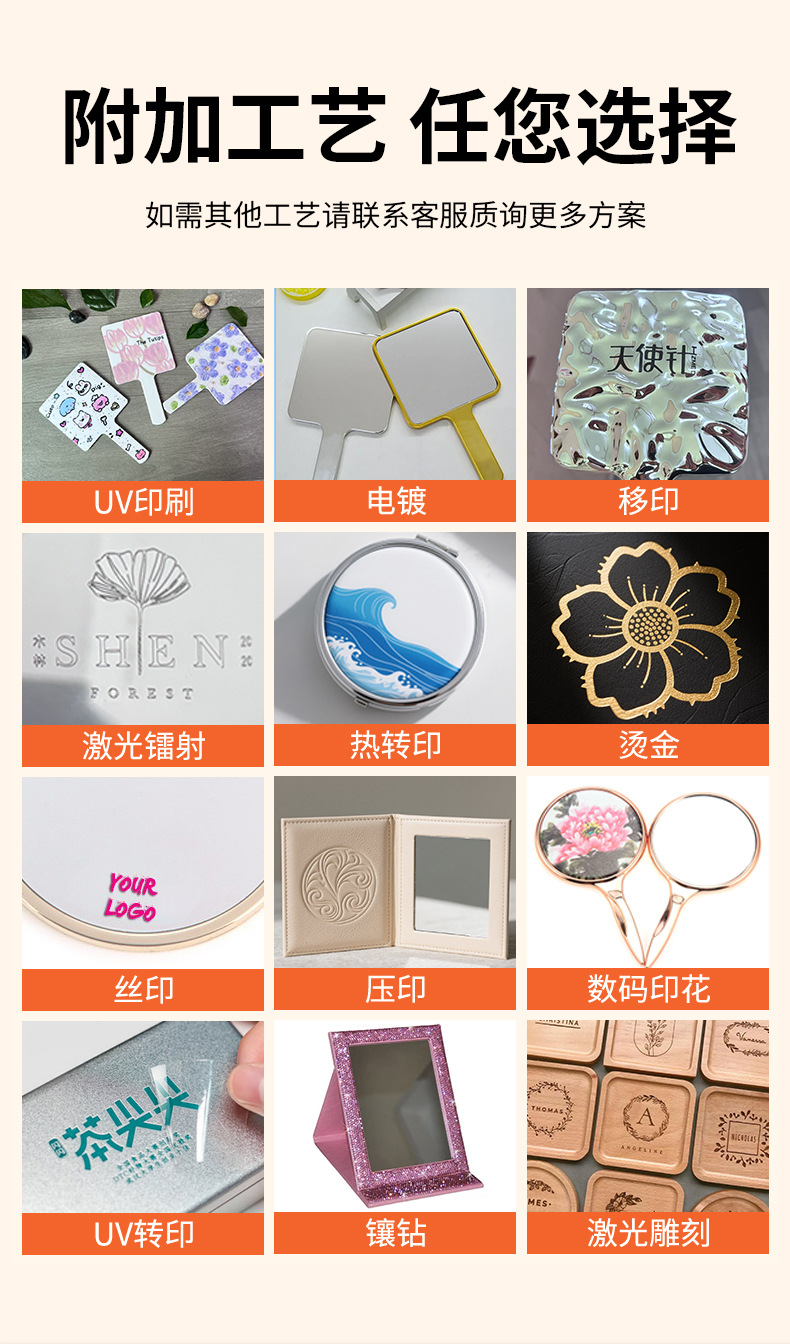 小镜子化妆镜便携折叠镜女生补妆镜高清桌面可立迷你随身小镜子详情16