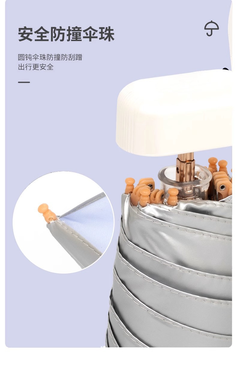 钛银高颜值太阳伞女防晒防紫外线迷你便携晴雨伞两用六折卡片遮阳详情26