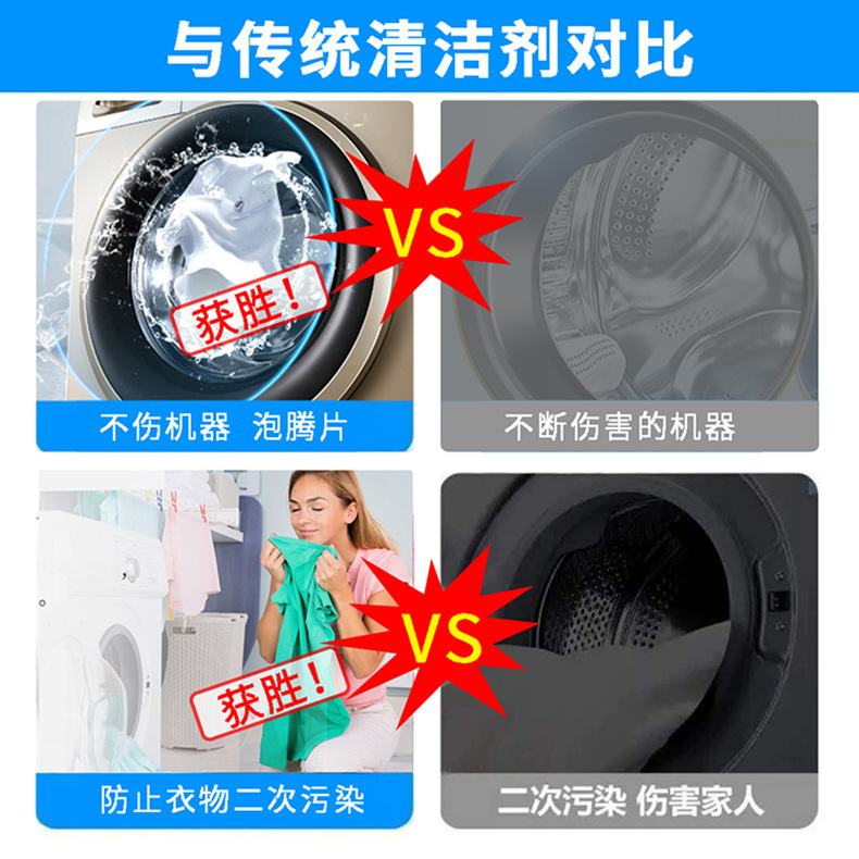 12-piece effervescent tablets for washing machine tub deep cleaning, decontamination and dirt removal cleaner, solid washing machine cleaner pic 4