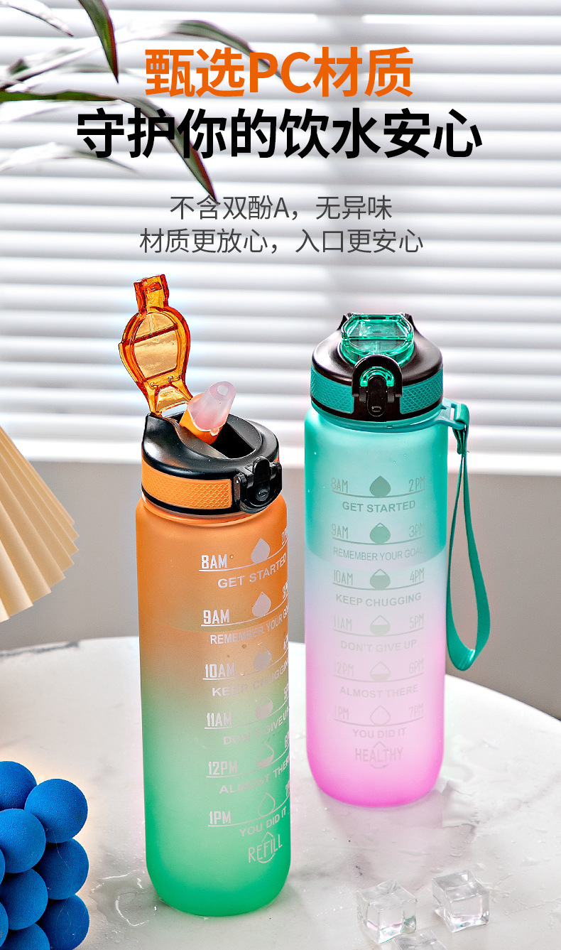 学生爆款塑料水杯高颜值太空杯渐变大容量水杯吸管杯大肚子刻度杯详情8