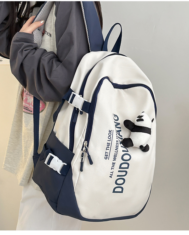 新款时尚休闲书包少女中学生双肩包高颜值大容量情侣双肩电脑包详情22