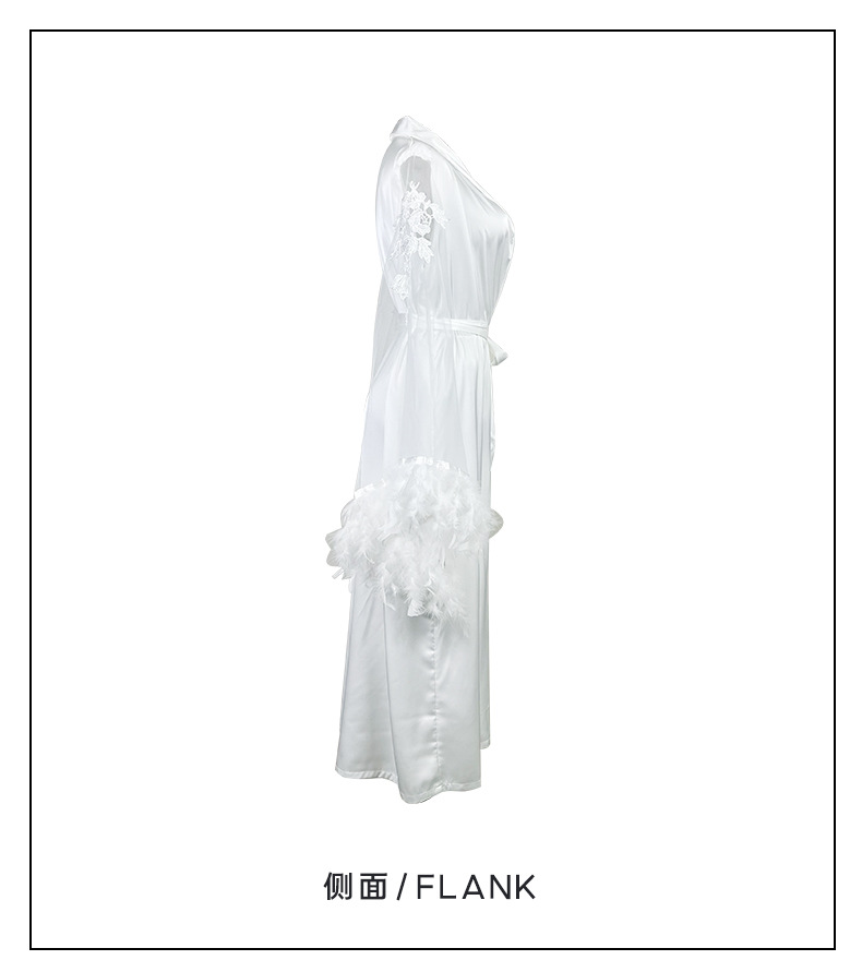 Feiyun brand elegant lace-trimmed long-sleeved bathrobe, comfortable silk fabric home wear 847 pic 7