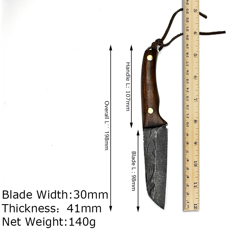 Outdoor camping multi-functional knife, portable sharp-handled meat knife, durable hammer-textured forged fruit knife wholesale pic 9