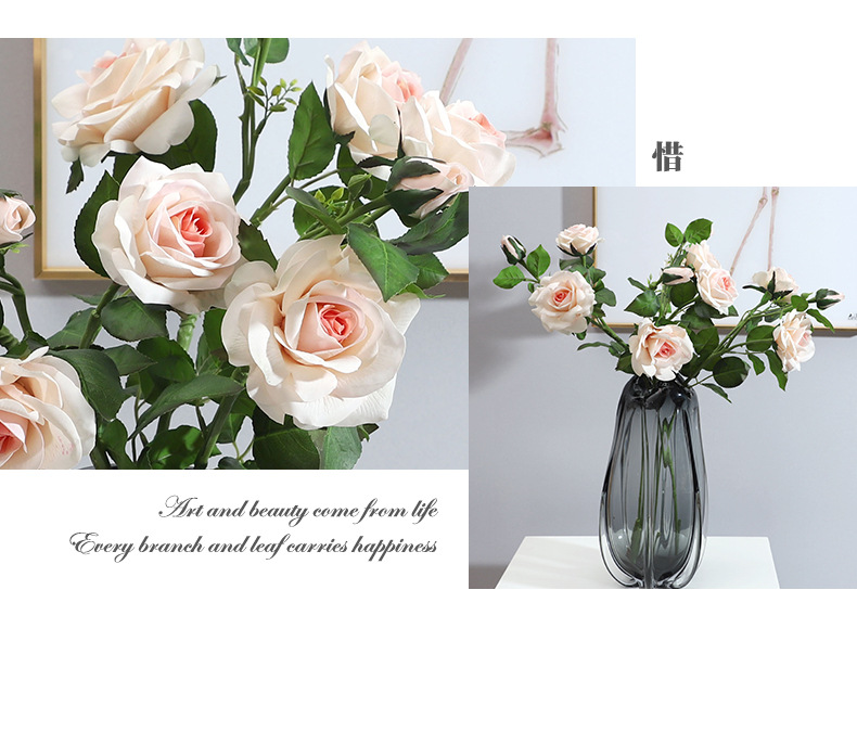 若惜3头手感保湿兰心玫瑰花仿真花家居装饰摄影道具摆件厂家批发详情5