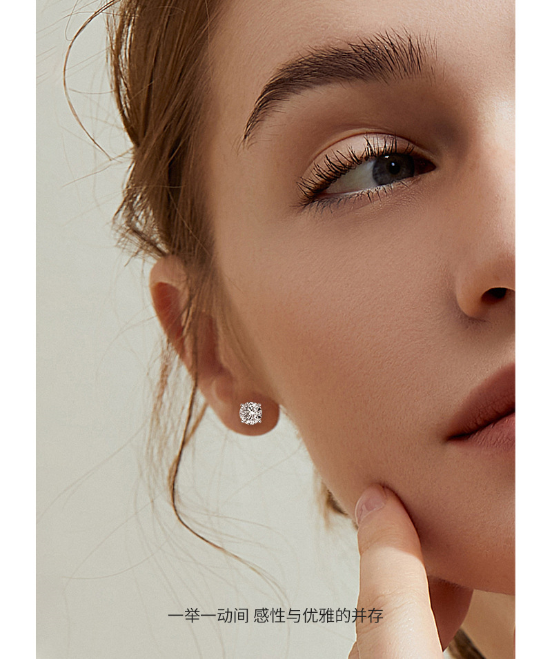 小众经典四爪正品莫桑石耳钉女气质潮S925纯银镀18K金耳饰品批发详情28