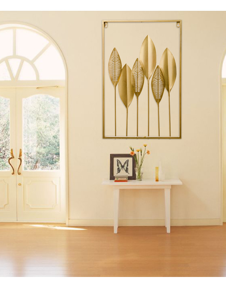 工厂批发现代墙面金属铁艺叶子壁挂电视机沙发背景墙玄关墙壁挂件详情7