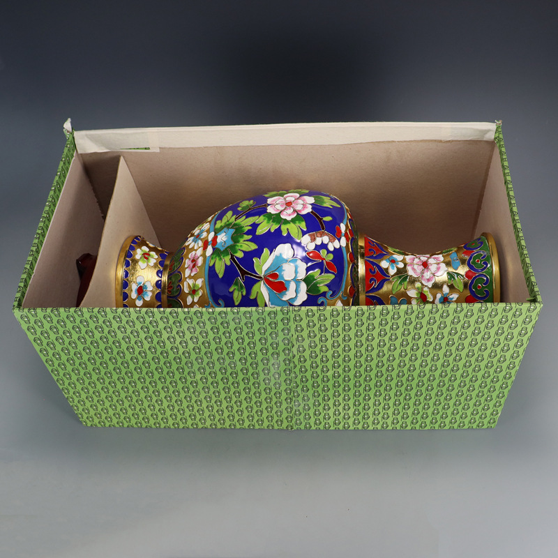Beijing Jingtai Blue Vase Ornament, craft gift, cloisonne enamel filigree silver blue Flower blooming, auspicious Zhou Ware Lei Vase pic 32