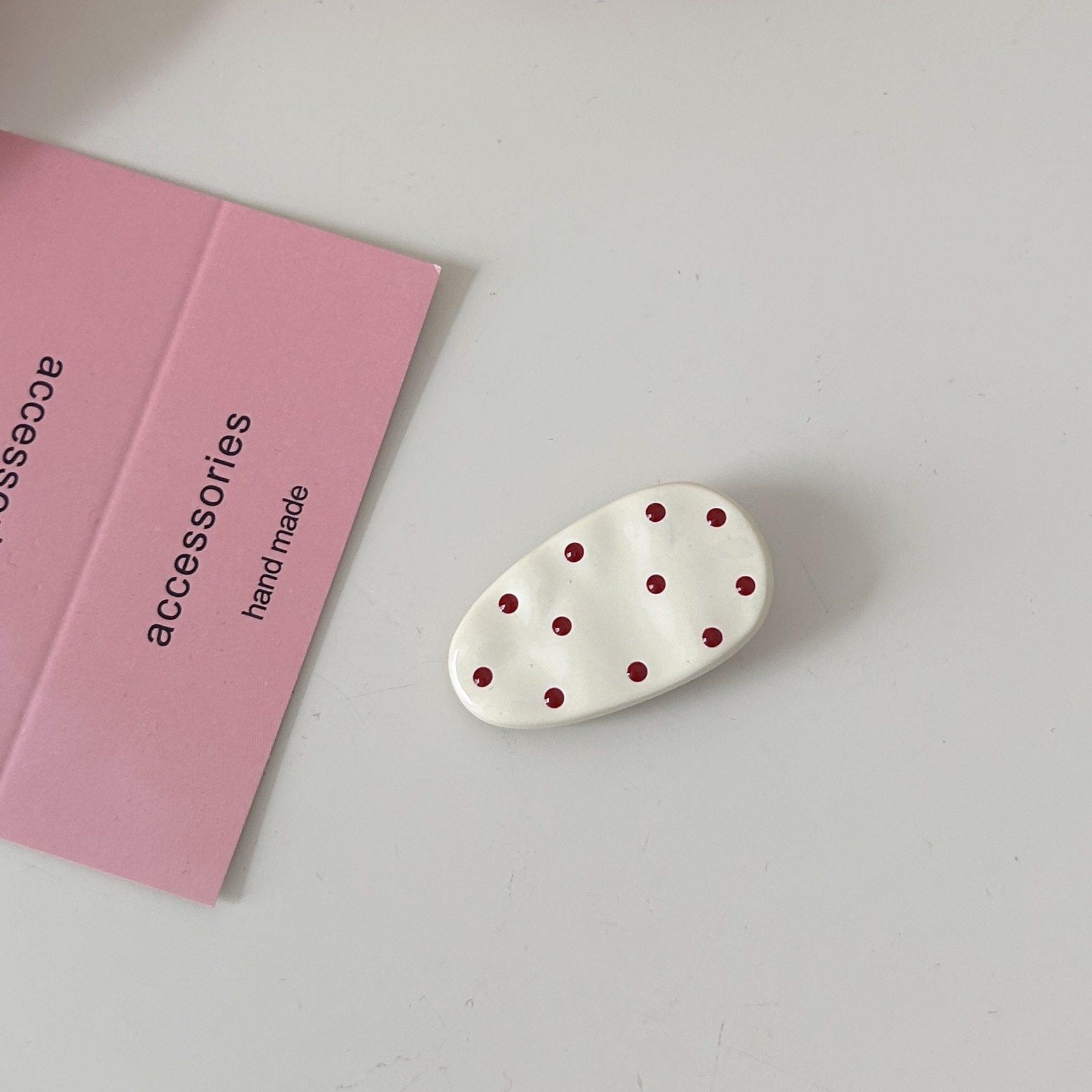 DD Dot Oval Clip, simple Japanese and Korean polka dot water drop duckbill clip, ins simple and versatile fringe clip, small clip pic 14