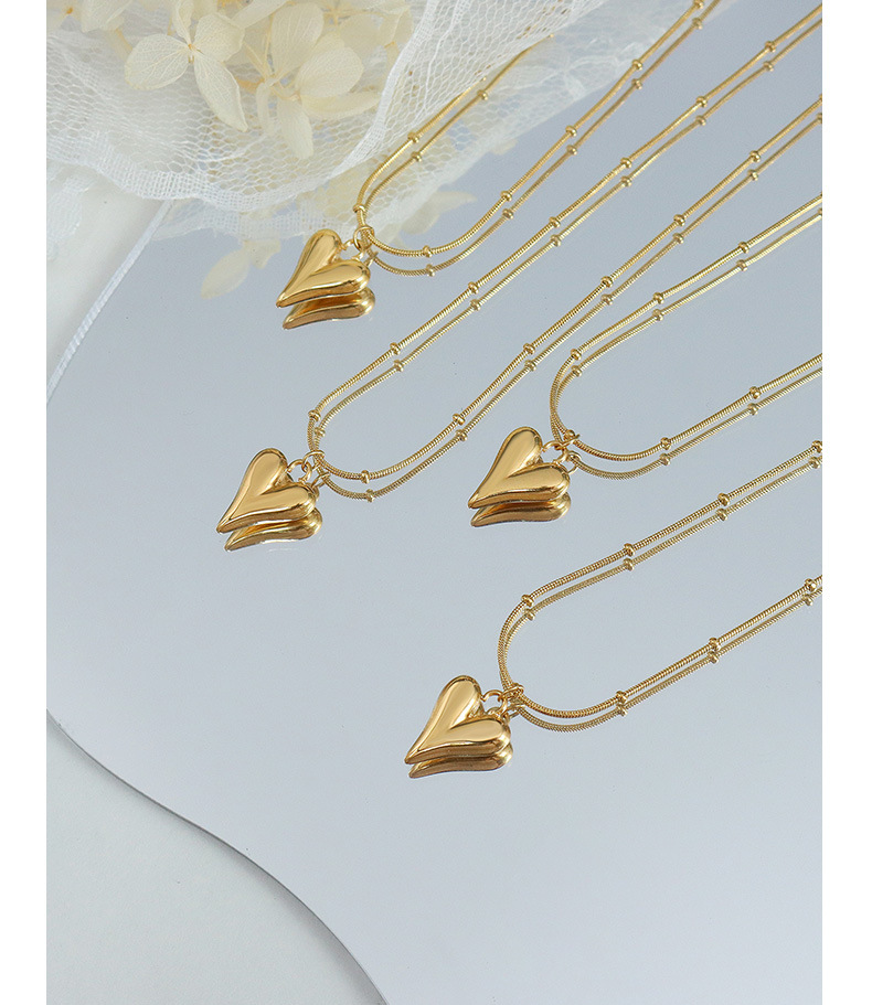 French ins trend cold style light luxury fashion simple heart-shaped necklace, titanium steel plated with 18K real gold, P575 pic 30