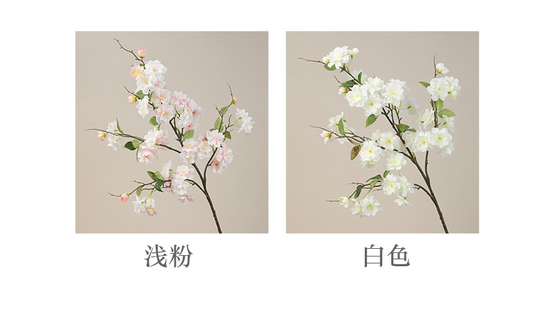 跨境热销仿真单枝樱花桃花装饰花艺摆件玄关卧室人造花盆容器宠物园艺详情18