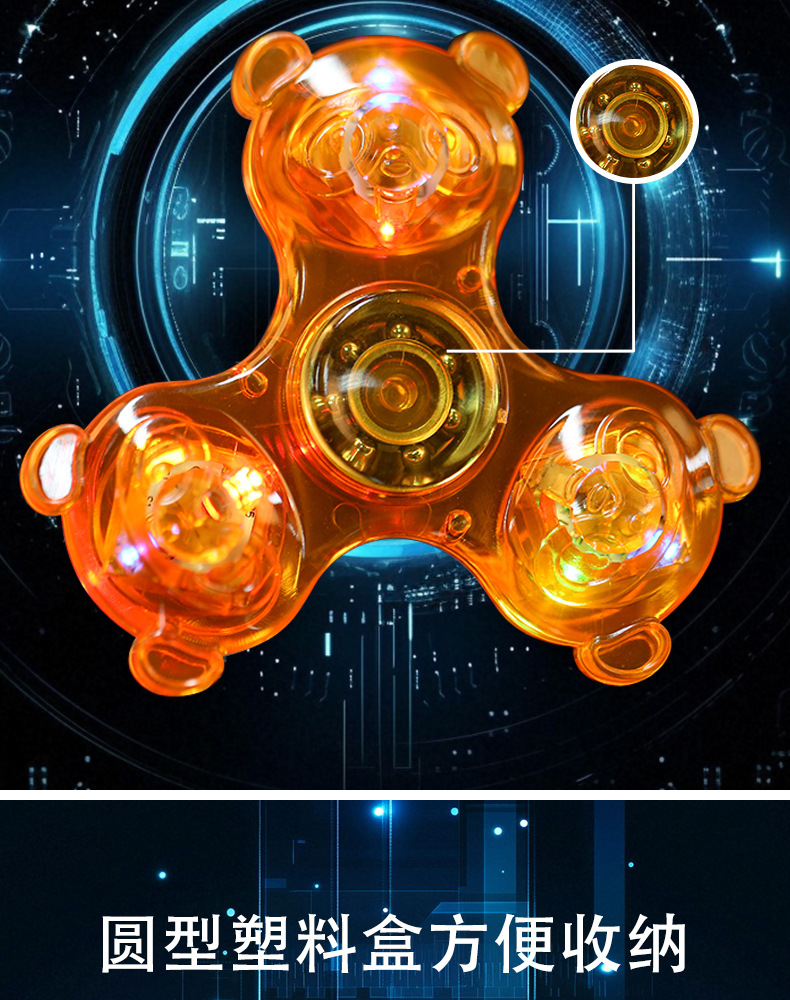 熊猫指尖陀螺水晶带灯夜光透明LED发光解压手指玩具减压潮流夜光详情4