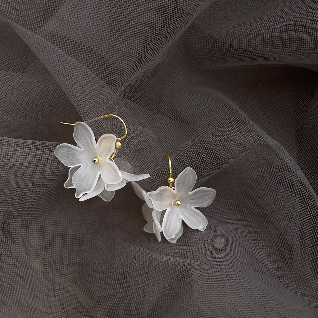 Forest-style fresh and sweet floral acrylic earrings, elegant and feminine new earrings factory accessories supply pic 2