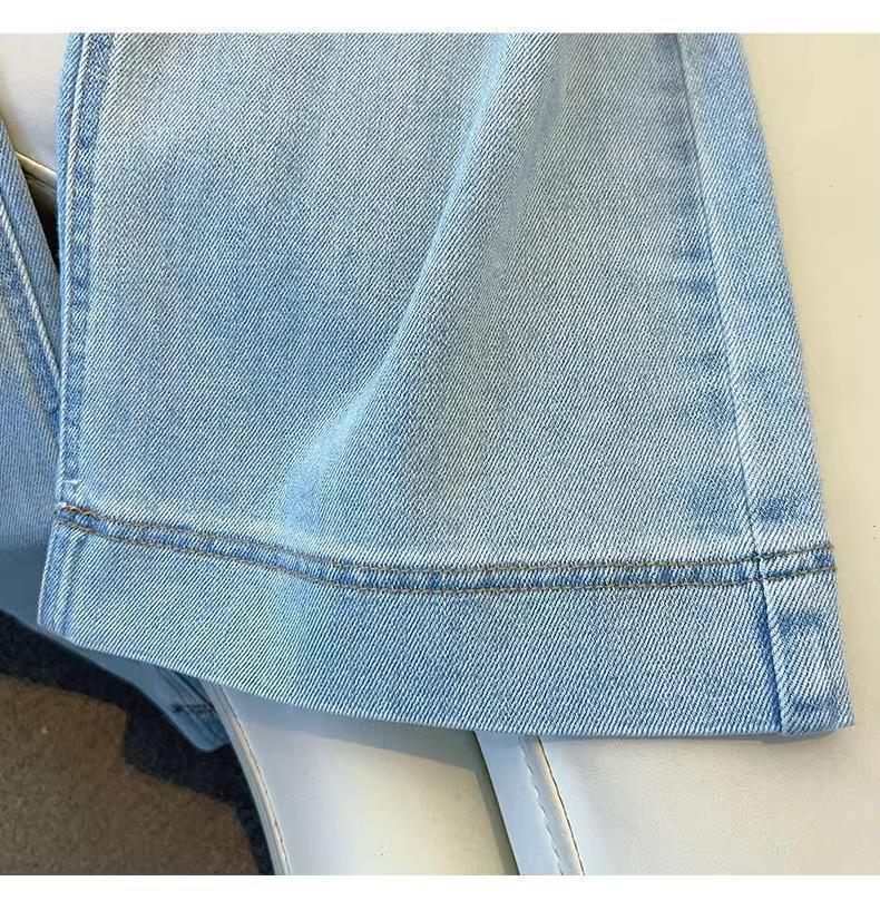 天丝夏季薄款高腰直筒阔腿裤牛仔裤女九分直筒裤子女宽松新款3301详情21