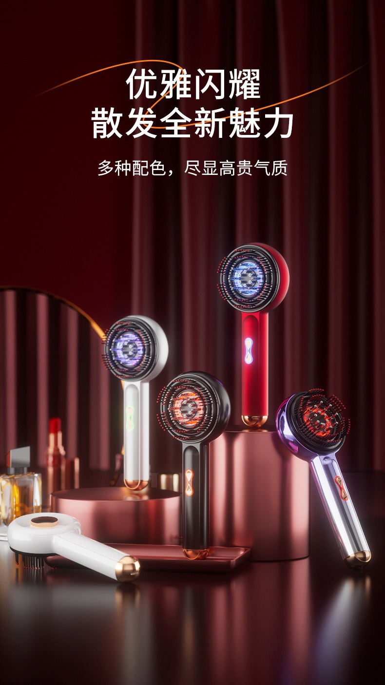 Red light electric massage comb, kneading, activating and promoting hair growth massage device, scalp medicine applicator, hair health care, fluid guiding and hair growth instrument pic 18
