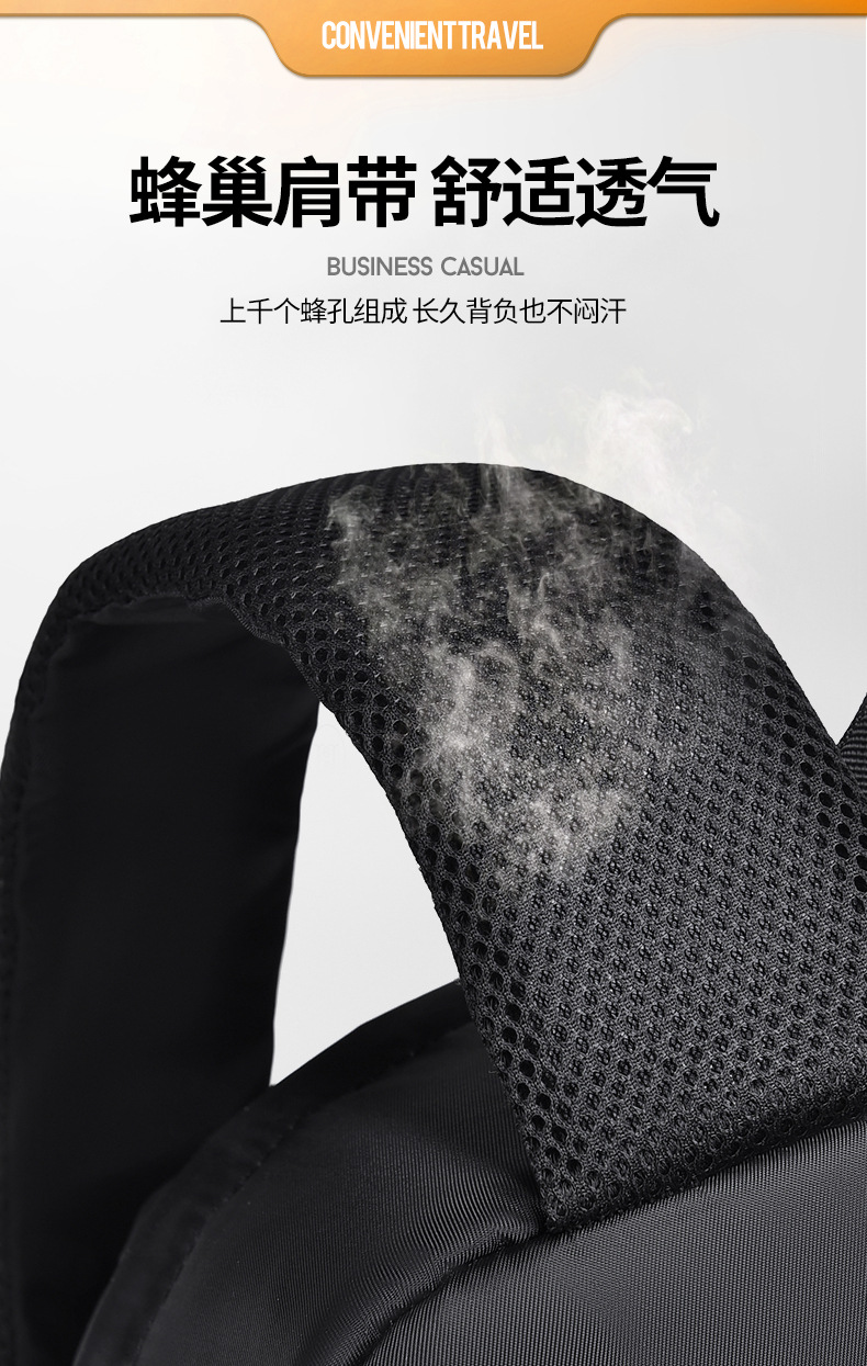 休闲男士双肩背包时尚简约防泼水大容量电脑背包商务旅行学生背包详情13