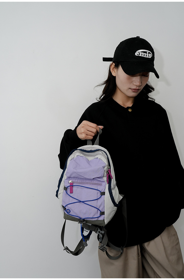 户外双肩包抽绳迷你休闲包轻便百搭旅行登山包女轻便旅游小背包详情35