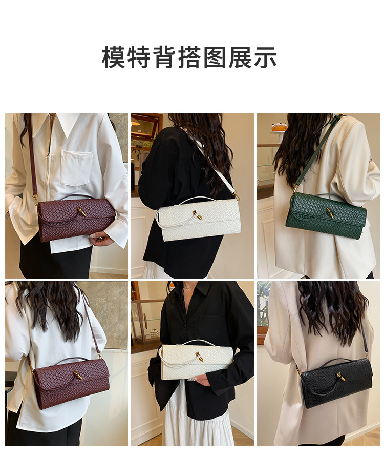 A new cross-border woven pattern single-shoulder crossbody bag with a retro texture, a hand-held baguette bag, and a versatile and elegant evening clutch pic 8