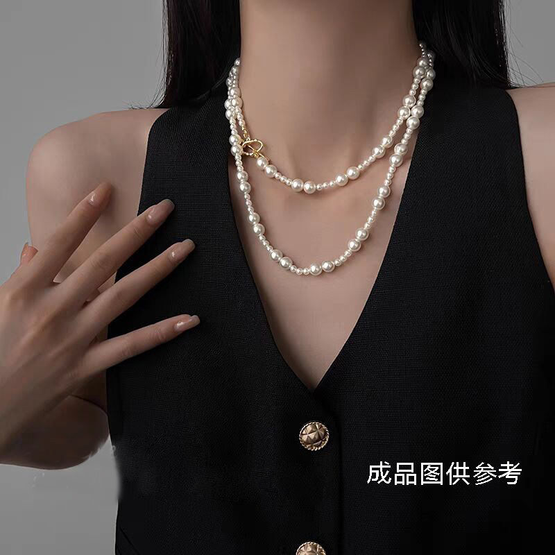 长款轻奢高级感天然淡水珍珠项链女小众设计双层叠带法式毛衣链详情4