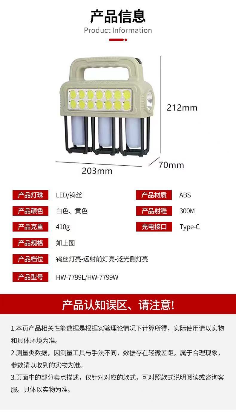 Brand-new solar multi-source portable lamp, outdoor camping lamp, waterproof high-intensity portable emergency light, night fishing lighting pic 2