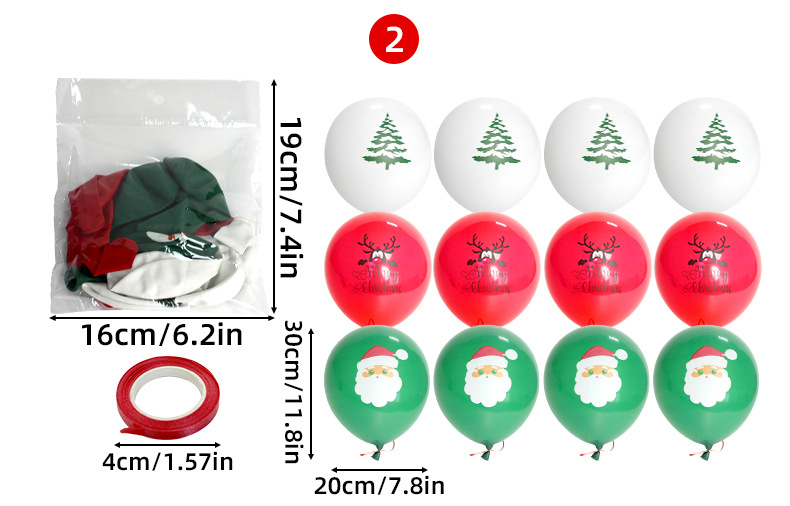 Christmas balloon party, red and dark green shopping mall decoration scene, Santa Claus, snowflake, latex thickened balloons pic 3