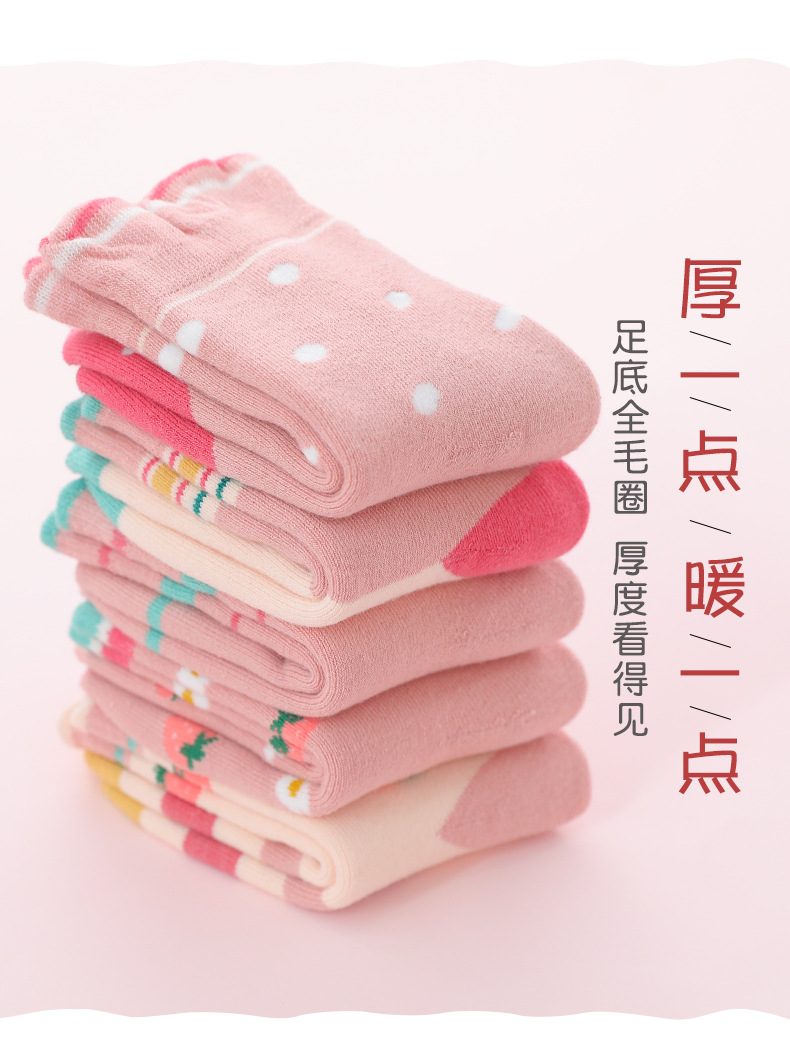 【爆款】儿童袜子冬季加绒加厚保暖毛圈袜地板袜中筒毛巾袜宝宝袜详情2