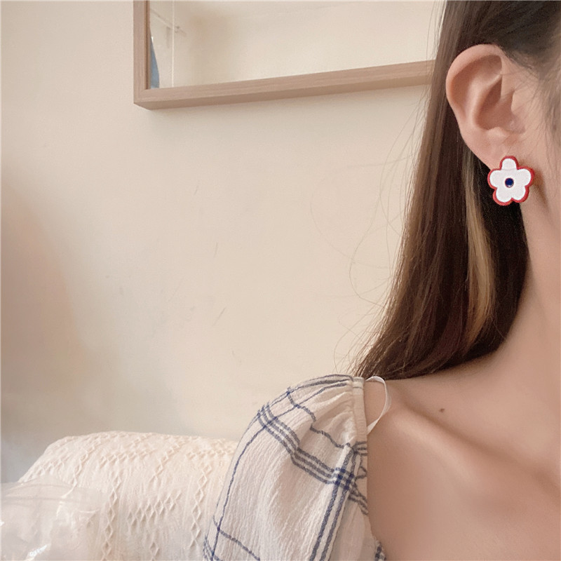 S925 Summer Hyuna style soft girl Fresh lacquered oil Drop petal earrings and stud earrings Trendy ins Niche Versatile earrings pic 5