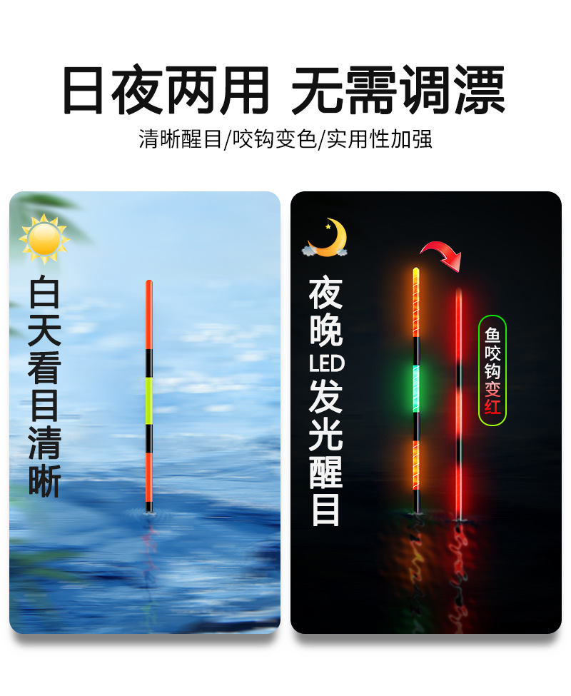 Luminous float bite hook color-changing float large object electronic float night fishing carp float super bright intelligent alarm fishing gear hard tail pic 21