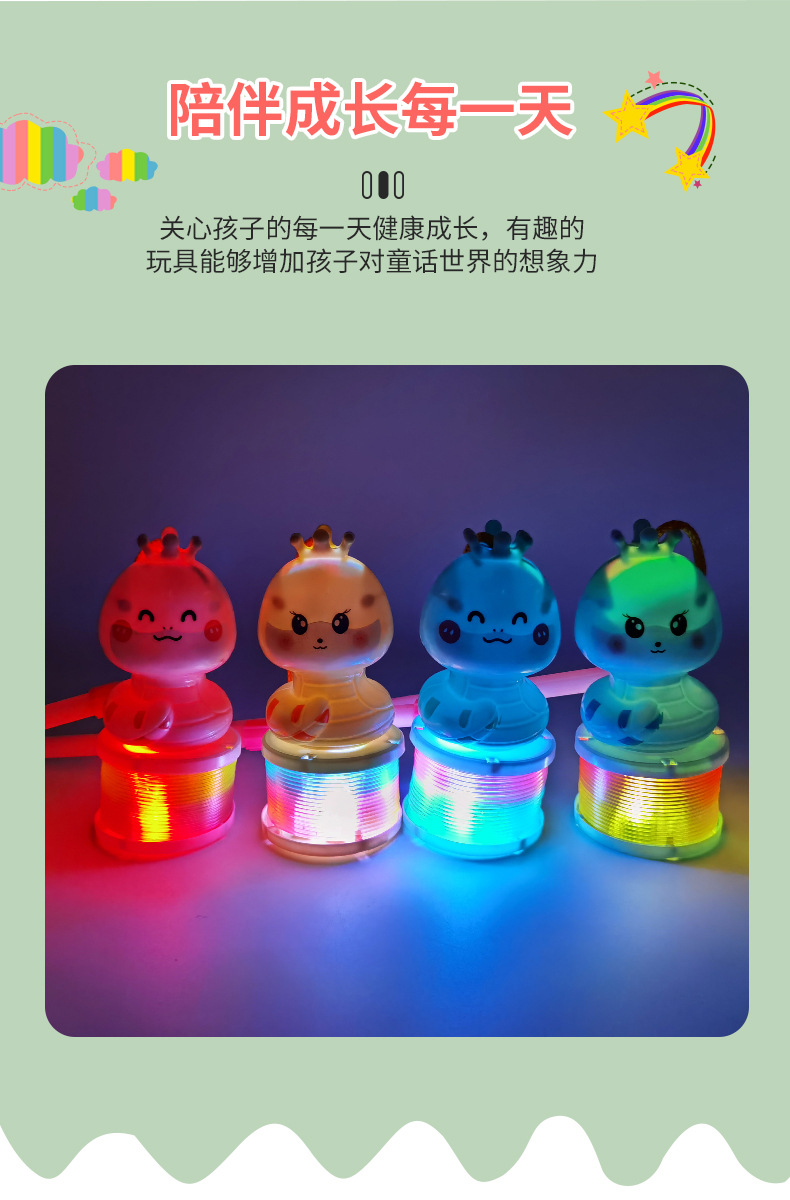 Snake Year lantern Rainbow Ring Cross-border exclusive supply of cartoon snake baby luminous elastic rainbow ring spring ring toys wholesale pic 11