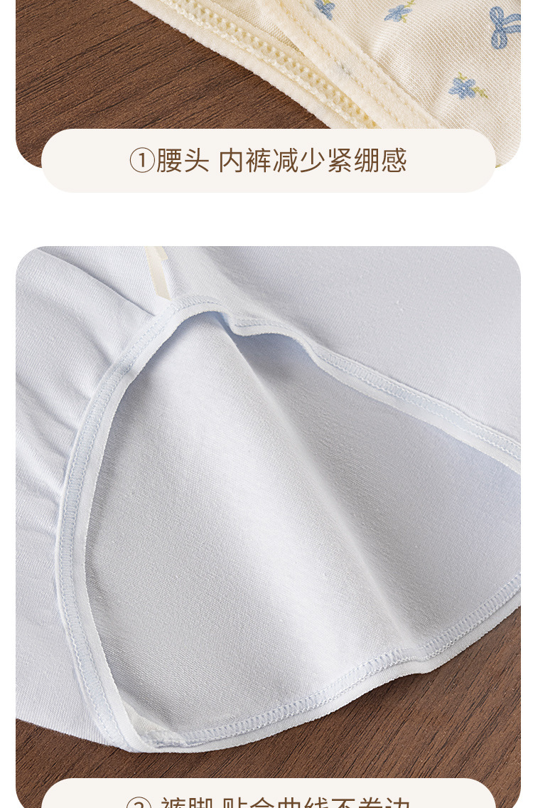 夏季小清新大码内裤女士10A抑菌纯棉全棉中腰包臀无痕透气三角裤详情21