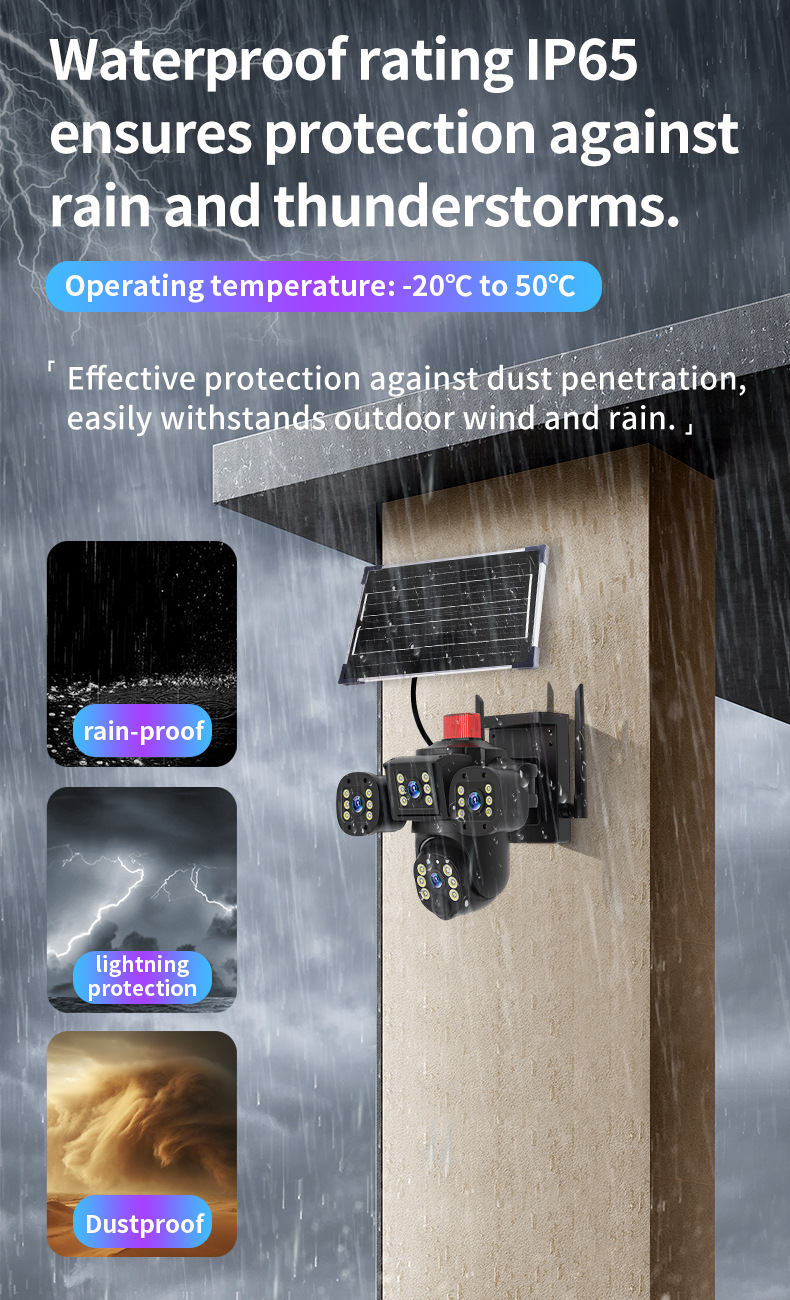 foozac three-screen solar monitor night vision high-definition outdoor orchard camera without electricity or network pic 13