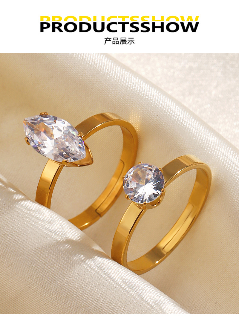 European and American fashion trends: Stainless steel minimalist style, personalized zircon inlaid rings, personalized and trendy ring wholesale pic 2