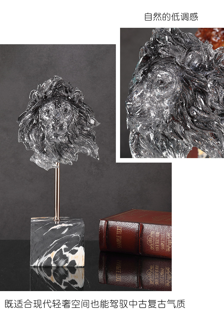 2025水晶仿真狼头摆件狼头型雕塑树脂道具玄关办公室桌面动物头像装饰树脂工艺品详情2