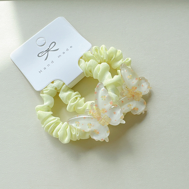 2 pieces of summer ice-transparent butterfly-colored small intestine hair bands, super fairy-like double ponytail elastic hair strings and hair accessories pic 6