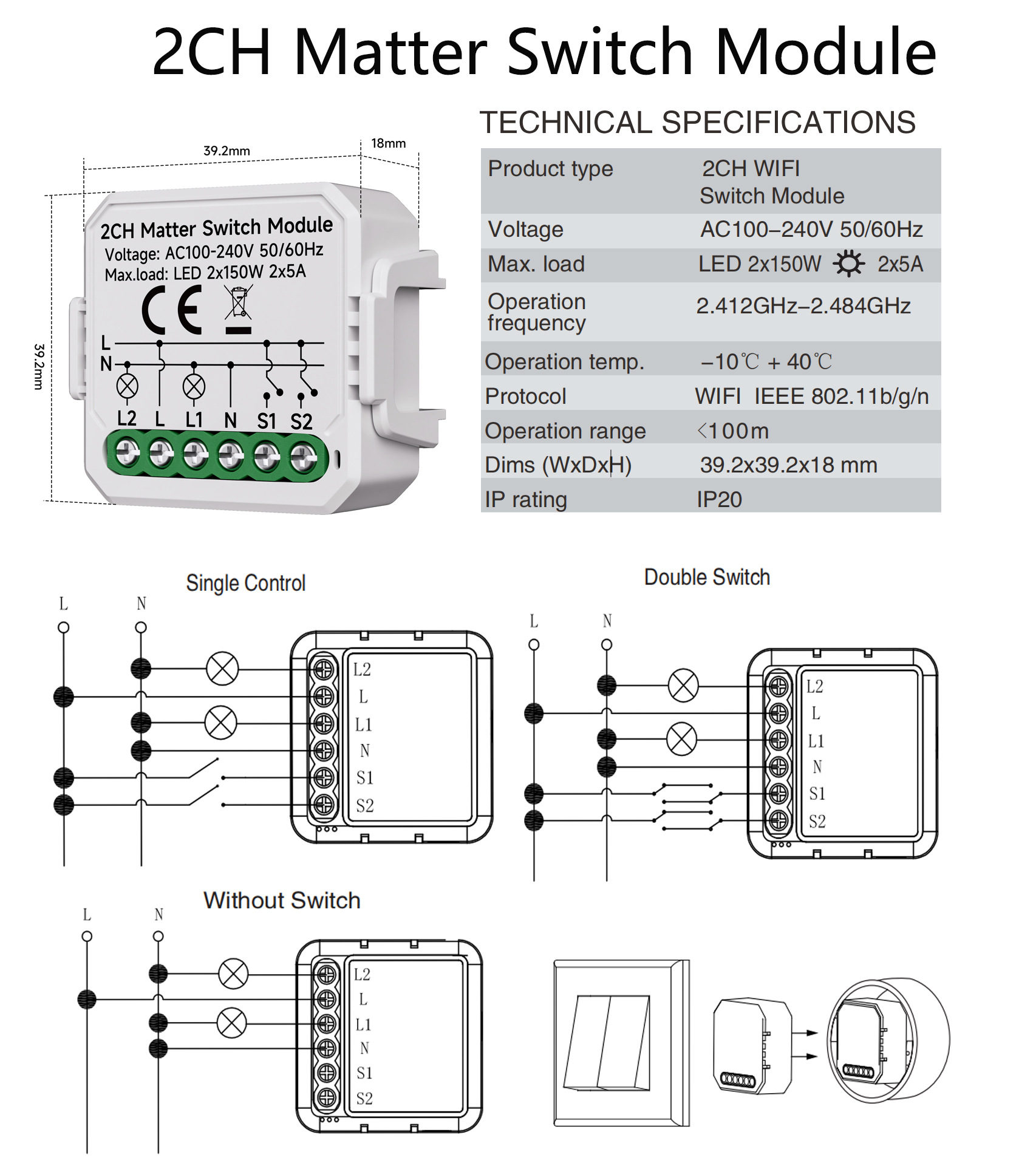 Matter Smart Switch Module, smart gateway switch, bathroom heater, smart switch, smart switcher pic 7