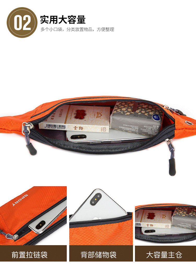 Outdoor fashion running casual sports waist bag, invisible crossbody sports crossbody bag, checkered close-fitting mobile phone waist bag pic 6