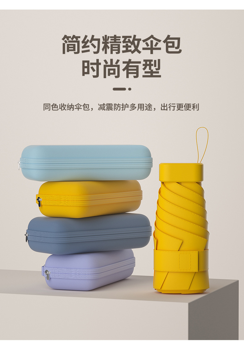 遮阳晴雨伞礼品广告伞可印logo黑胶六折防晒伞便携口袋伞加工批发详情5