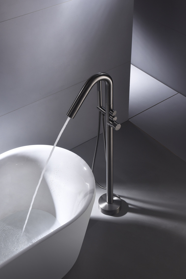 Cross-border exclusive floor-standing shower head set, hotel engineering bathtub, shower tub, edge faucet, shower head, brushed gold pic 13