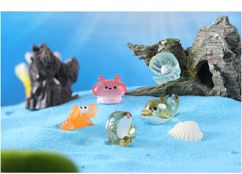 Micro-landscape ornaments, cute Marine animals: squid, killer whale, jellyfish, hermit crab, Marine animal resin accessories pic 39
