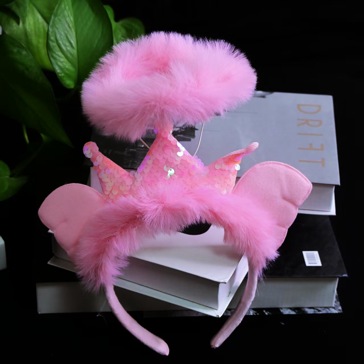 New trendy fairy cute glowing angel sequin headband headwear, girls take photos glowing event party pic 5