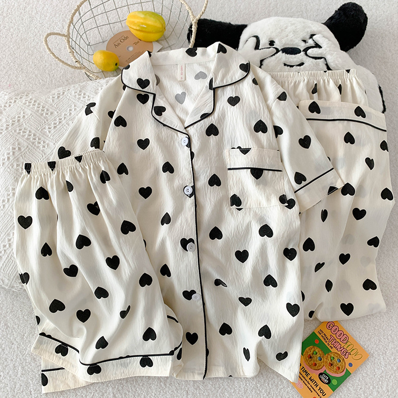三件套-夏季新款女睡衣云朵棉短袖长裤甜美卡通家居服套装直播款详情10