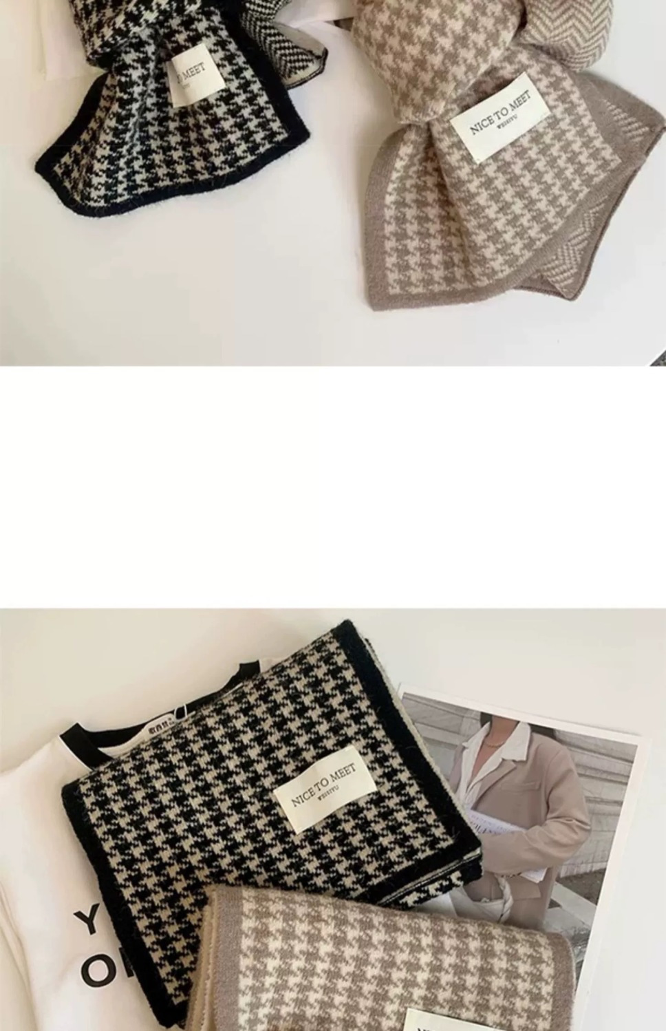 围巾冬天学生高中女生初中少女秋冬季感格子围脖男款日系加厚保暖详情3