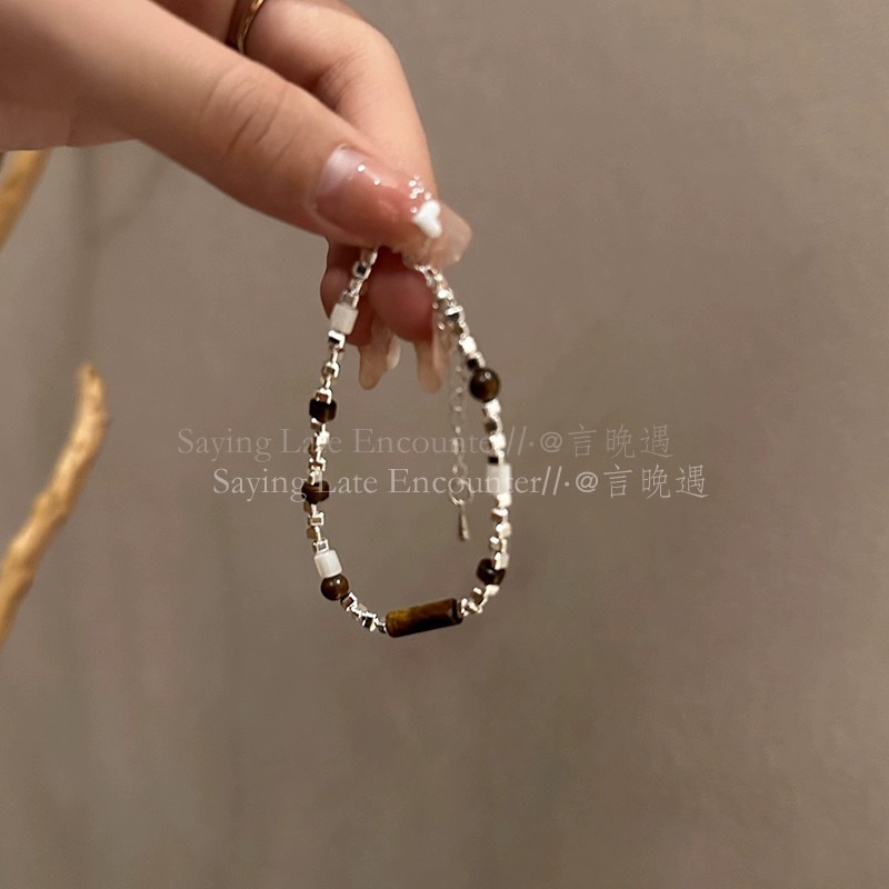 碎银几两~猫眼石串珠简约手链女轻奢小众精致高级感2024新款手饰详情2