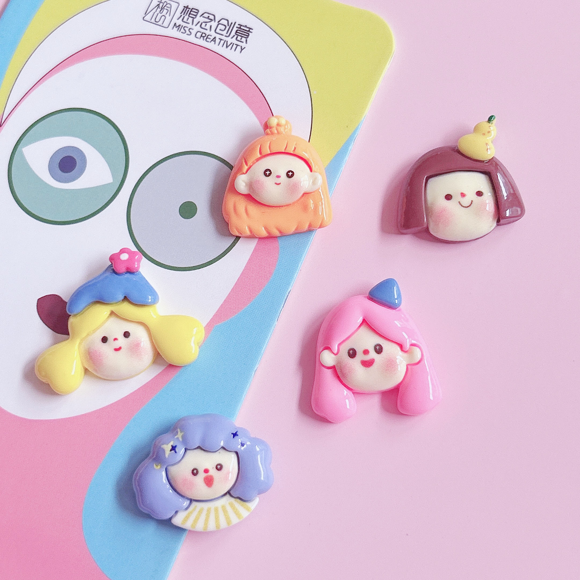 Design illustration, doll head decoration accessories, diy hair ornaments, pendants, accessories, handcrafted creative material stickers pic 10