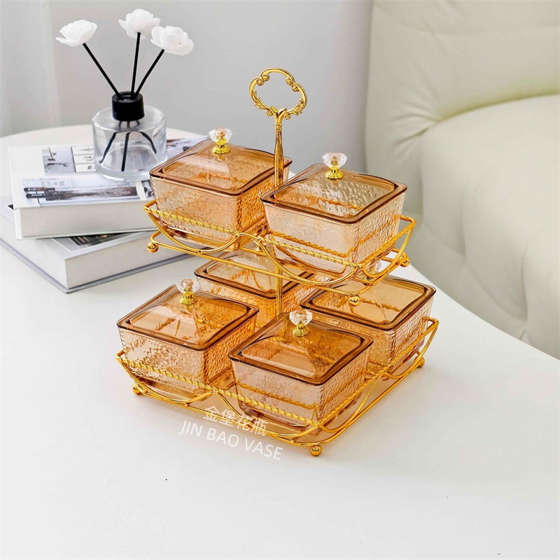 轻奢高颜值玻璃果盘商用水果拼盘家用创意分格干果盒小吃零食盘详情40